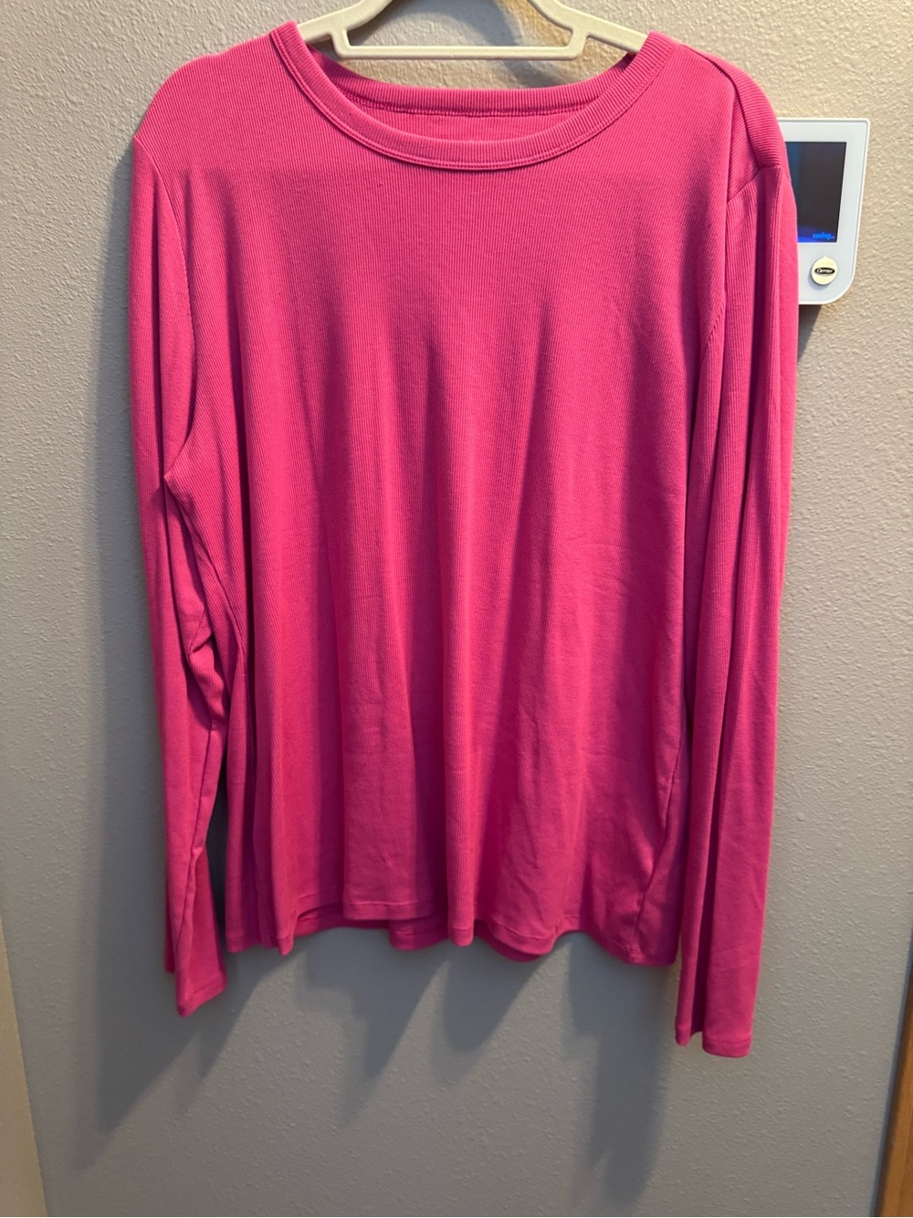 GAP Long-Sleeve Ribbed Crewneck Top - Pink